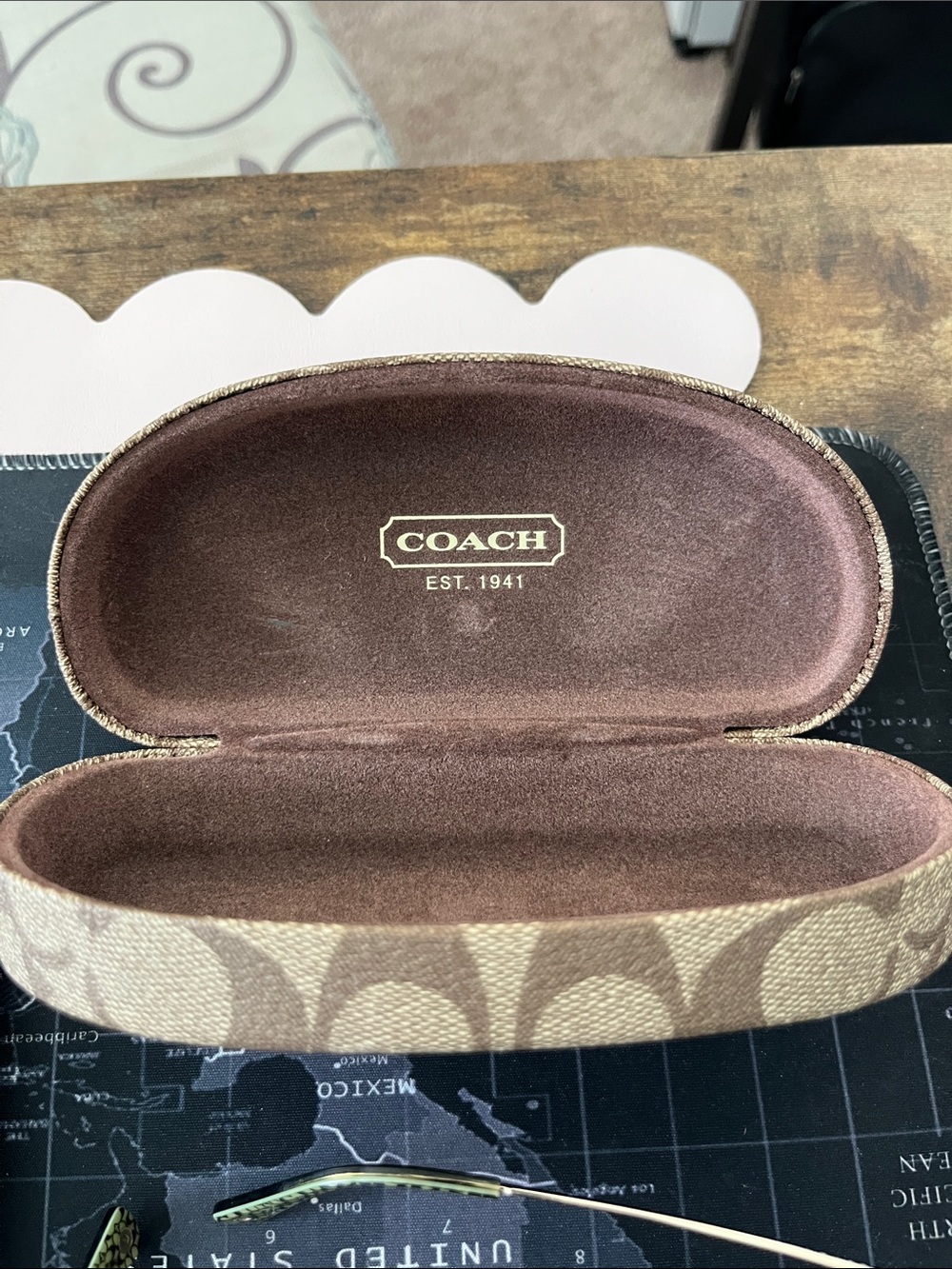 Coach Signature Canvas Eyewear Case in Brown and Tan